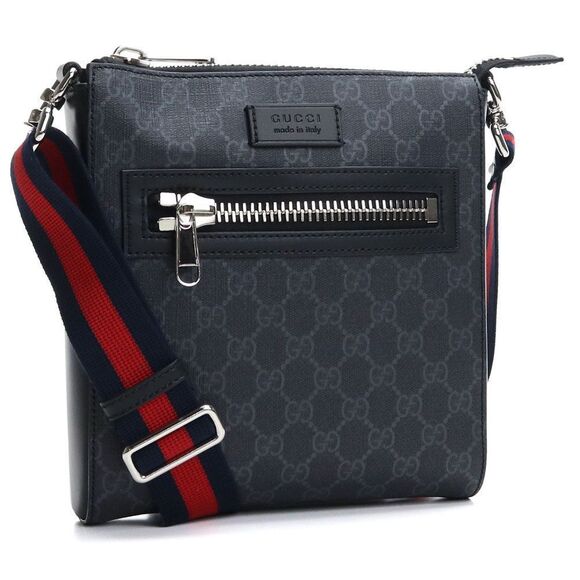 Gucci GG Diagonal Crossbody Shoulder Bag Black Gray - Picture 2 of 5